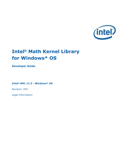 Intel(R) Math Kernel Library for Windows* Developer Guide