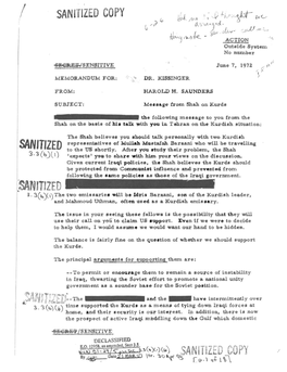 Memo for Kissinger from Saunders June 7, 1972