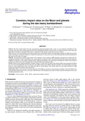 Cometary Impact Rates on the Moon and Planets During the Late Heavy Bombardment H
