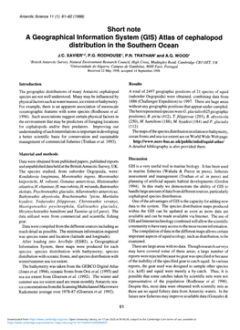 (GIS) Atlas of Cephalopod Distribution in the Southern Ocean