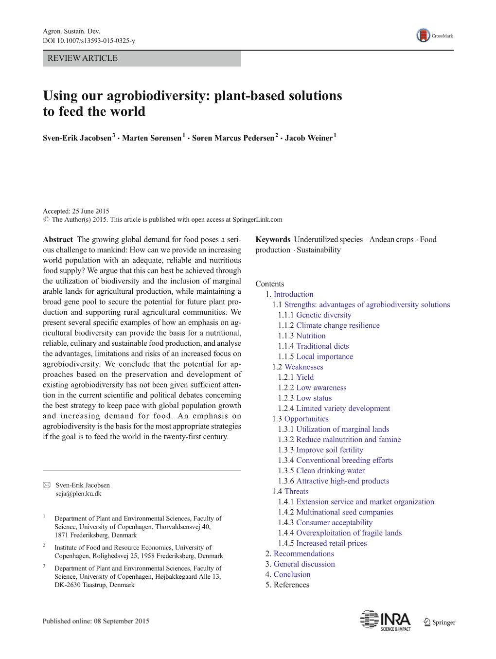 Using Our Agrobiodiversity: Plant-Based Solutions to Feed the World