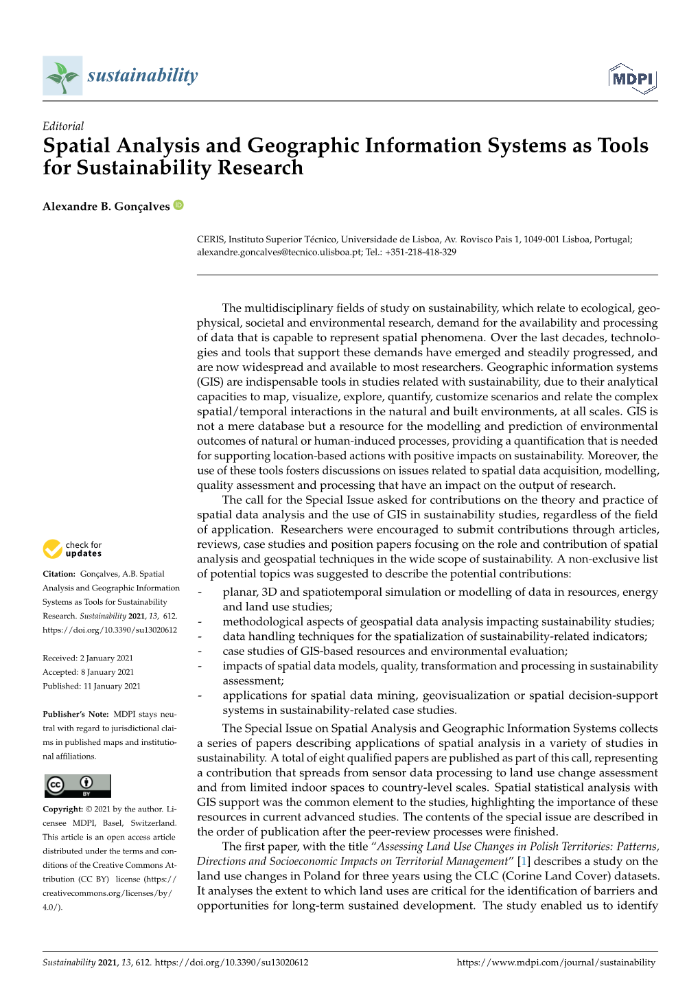 Spatial Analysis and Geographic Information Systems As Tools for Sustainability Research