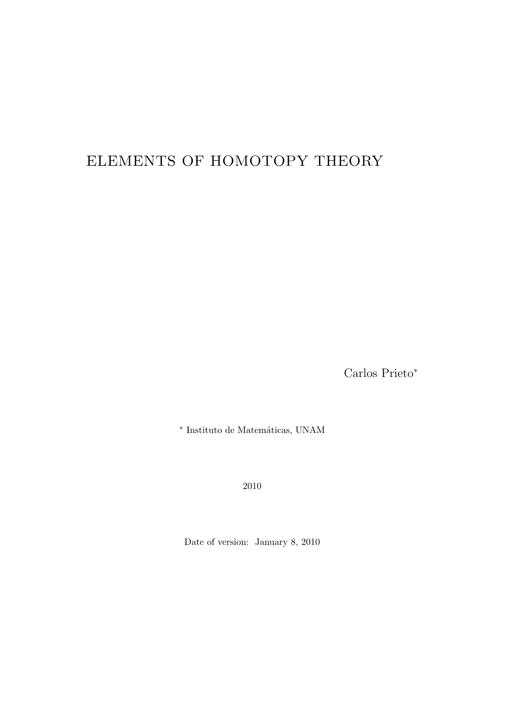 Elements of Homotopy Theory