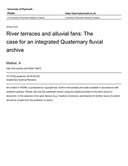 River Terraces and Alluvial Fans: the Case for an Integrated Quaternary Fluvial Archive