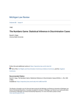 The Numbers Game: Statistical Inference in Discrimination Cases