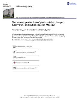 The Second Generation of Post-Socialist Change: Gorky Park and Public Space in Moscow