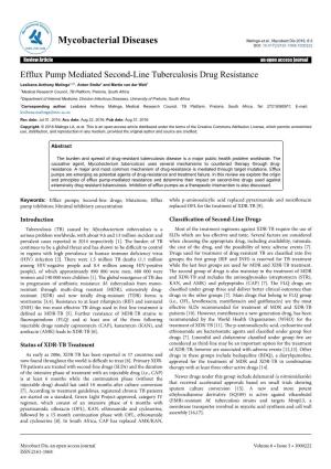 Efflux Pump Mediated Second-Line Tuberculosis Drug Resistance