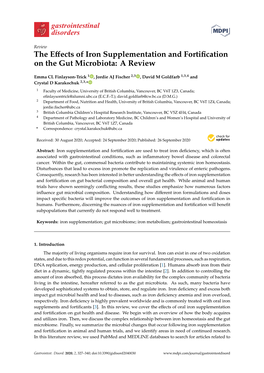 The Effects of Iron Supplementation and Fortification on the Gut Microbiota: a Review
