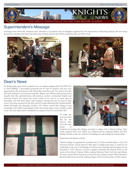 Superintendent's Message Dean's News