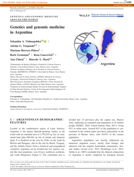 Genetics and Genomic Medicine in Argentina