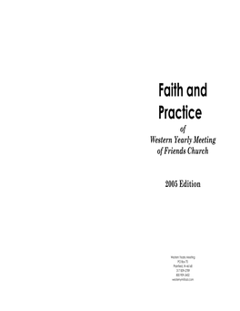 Faith and Practice of Western Yearly Meeting of Friends Church