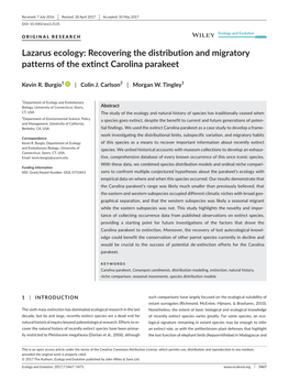 Recovering the Distribution and Migratory Patterns of the Extinct Carolina Parakeet