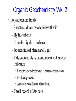 Isoprenoid Lipids, Lecture 2