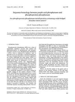 Sequence Homology Between Purple Acid Phosphatases And