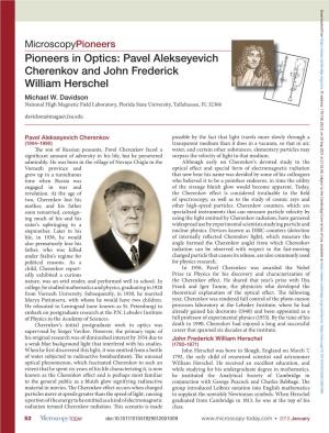 Pioneers in Optics: Pavel Alekseyevich Cherenkov and John Frederick William Herschel