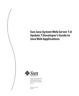 Sun Java System Web Server 70 Update 7 Developer's Guide Tojava Web Applications