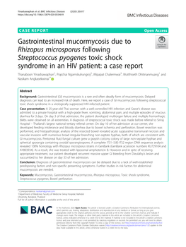 Gastrointestinal Mucormycosis Due to Rhizopus Microsporus Following