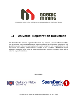 Universal Registration Document