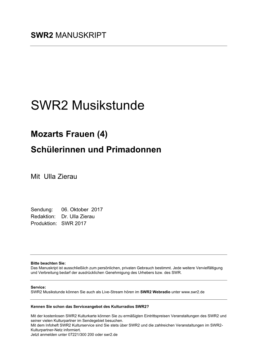 SWR2 Musikstunde