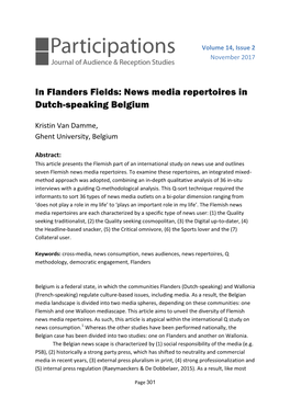 In Flanders Fields: News Media Repertoires in Dutch-Speaking Belgium