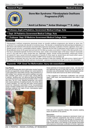 Stone Man Syndrome / Fibrodysplasia Ossificans Progressiva (FOP)
