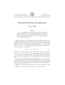 Polynomial Harmonic Decompositions