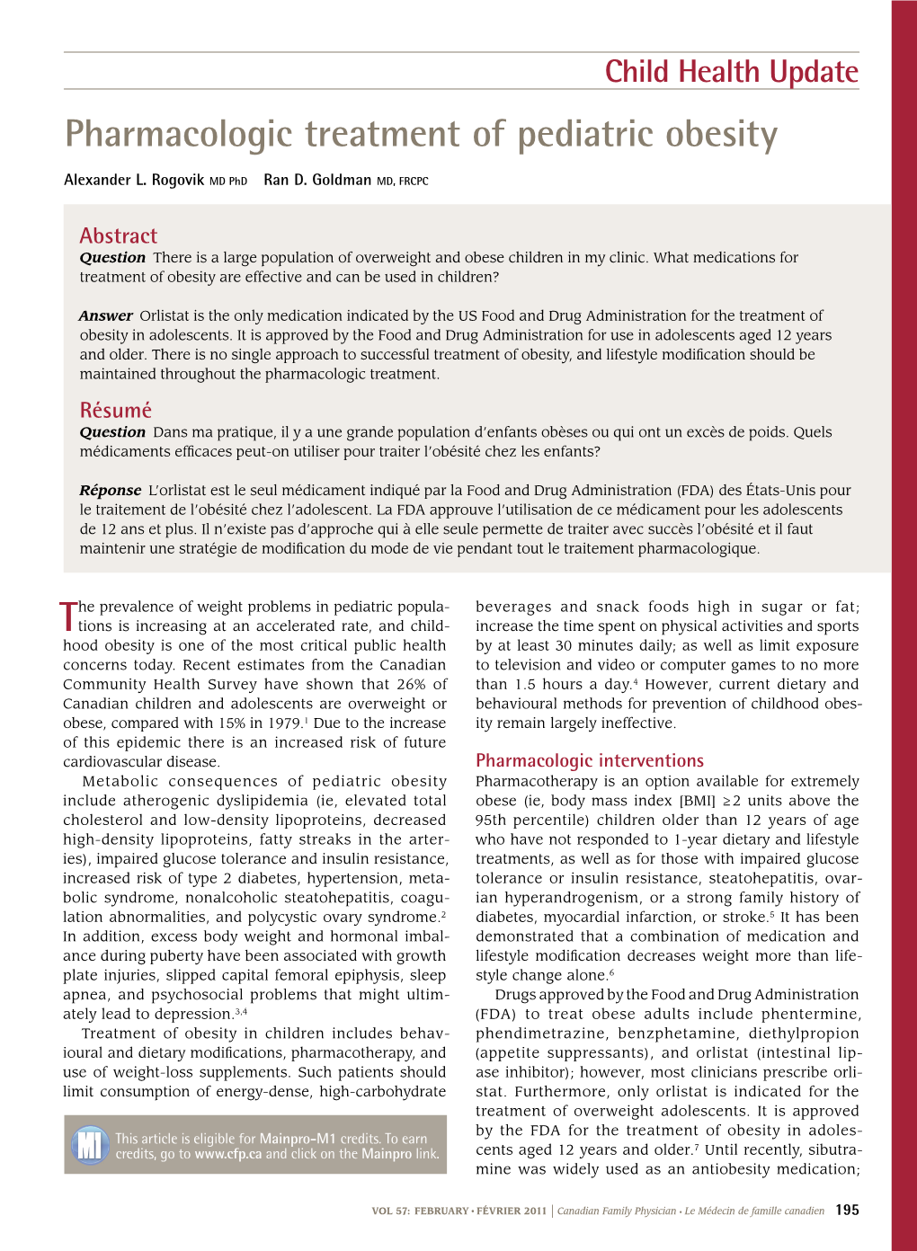 Pharmacologic Treatment of Pediatric Obesity