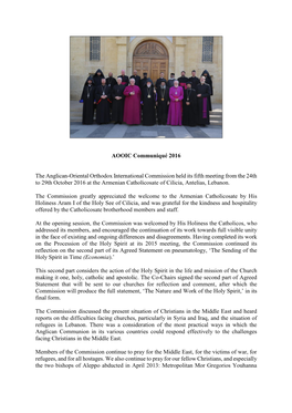 AOOIC Anglican Oriental Orthodox International Commission Communiqué