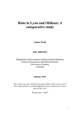 Riots in Lyon and Oldham: a Comparative Study