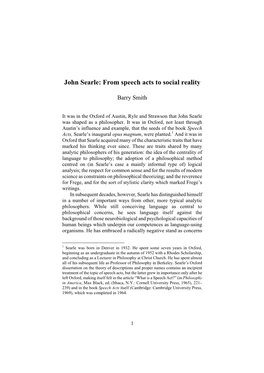 John Searle: from Speech Acts to Social Reality