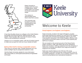 Keele University Is Located North of London, in Staffordshire
