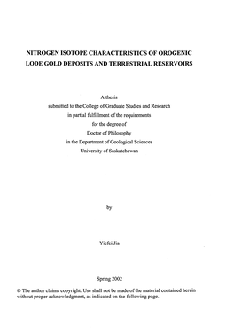 Nitrogen Isotope Characteristics of Orogenic Lode Gold Deposits and Terrestrial Reservoirs