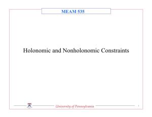 Holonomic and Nonholonomic Constraints