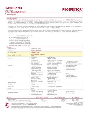 Technical Datasheet: Udel® P-1700