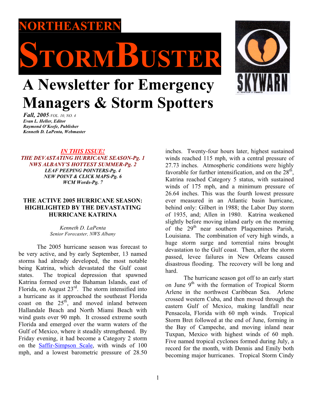 STORMBUSTER a Newsletter for Emergency