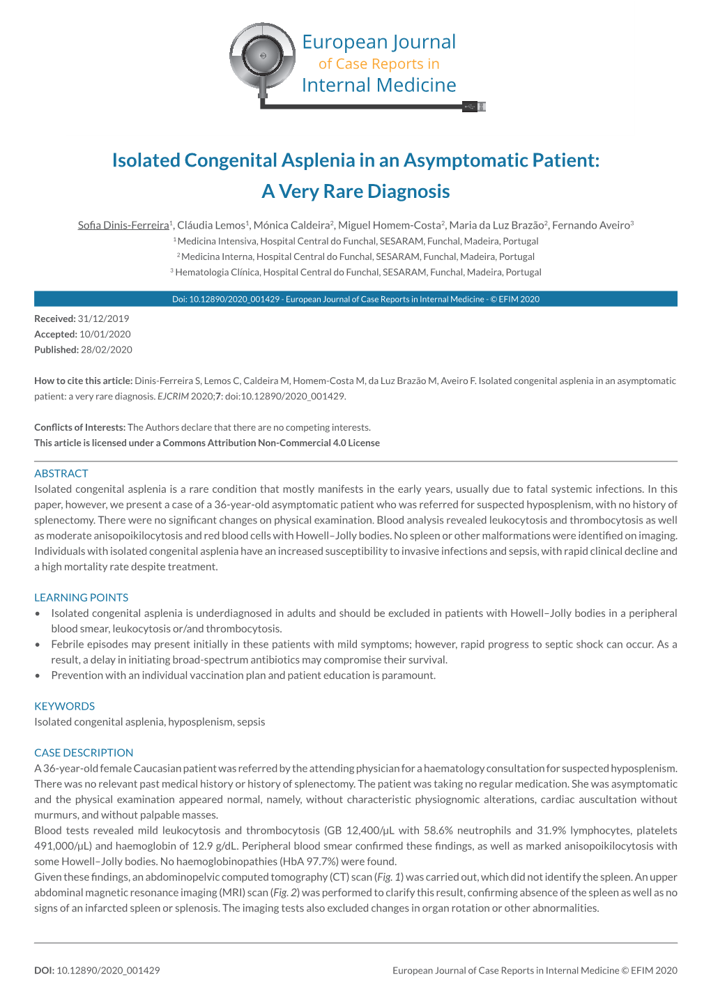 Isolated Congenital Asplenia in an Asymptomatic Patient: a Very Rare Diagnosis