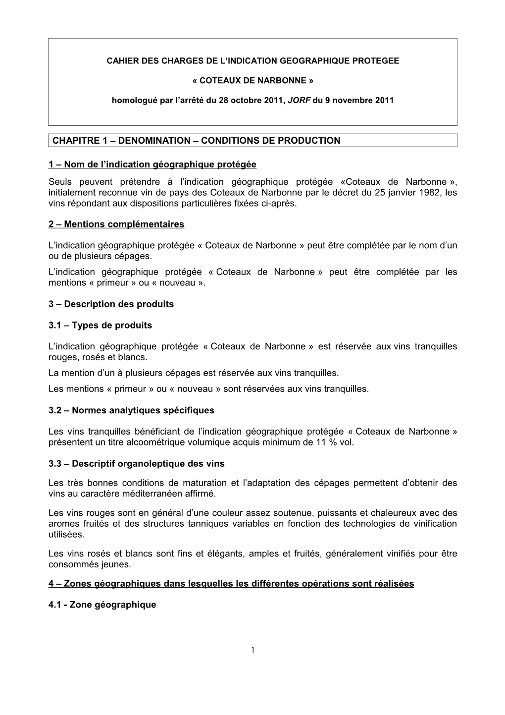 Cahier Des Charges De L′Indication Geographique Protegee