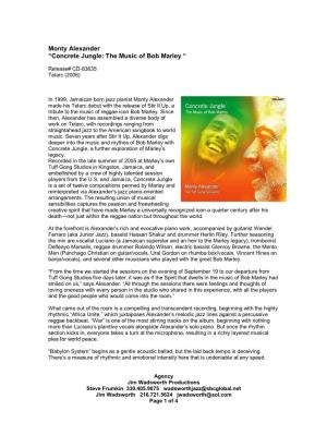 Monty Alexander “Concrete Jungle: the Music of Bob Marley “