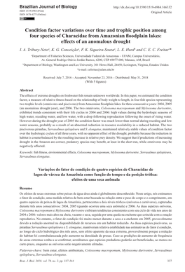 Condition Factor Variations Over Time and Trophic Position Among Four Species of Characidae from Amazonian Floodplain Lakes: Effects of an Anomalous Drought I