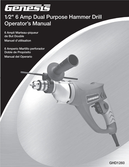 1⁄2" 6 Amp Dual Purpose Hammer Drill Operator's Manual