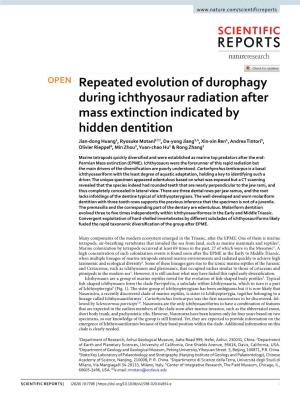 Repeated Evolution of Durophagy During Ichthyosaur Radiation After