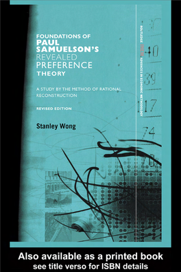 The Foundations of Paul Samuelson's Revealed Preference Theory