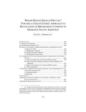 Toward a Child-Centric Approach to Revocation of Birthparent Consent in Domestic Infant Adoption