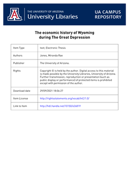 The Economic History of Wyoming During the Great Depression