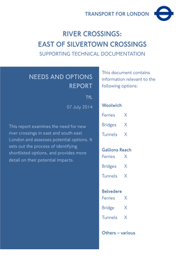 East London River Crossings: Assessment of Need & Options East of Silvertown