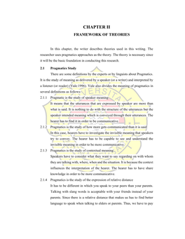 Chapter Ii Framework of Theories