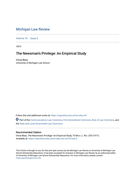 The Newsman's Privilege: an Empirical Study