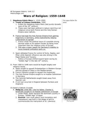 Wars of Religion: 1559-1648