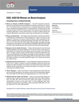 (ASX100) Women on Boards Analysis