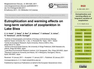 Eutrophication and Warming Effects on Long-Term Variation of Zooplankton